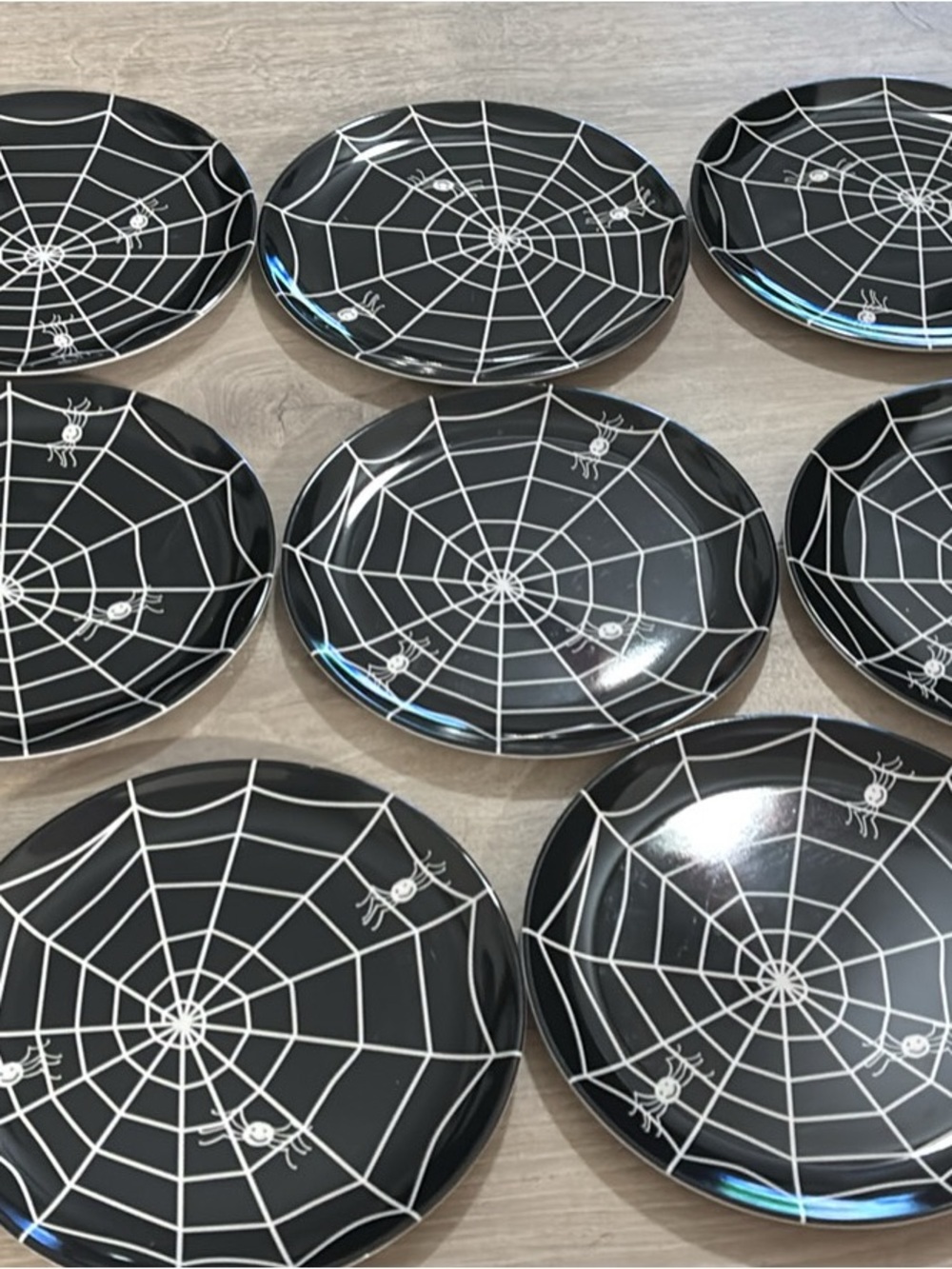Crate&Barrel Black and White Spiderweb Dessert Plates
